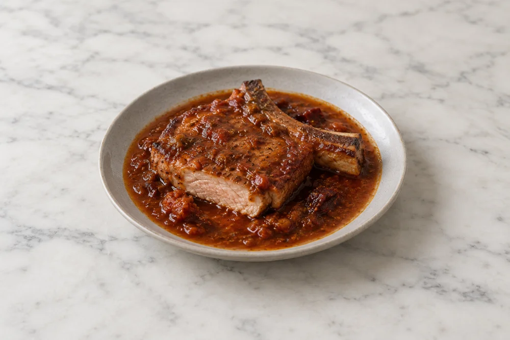 Chuleta en salsa de chipotle