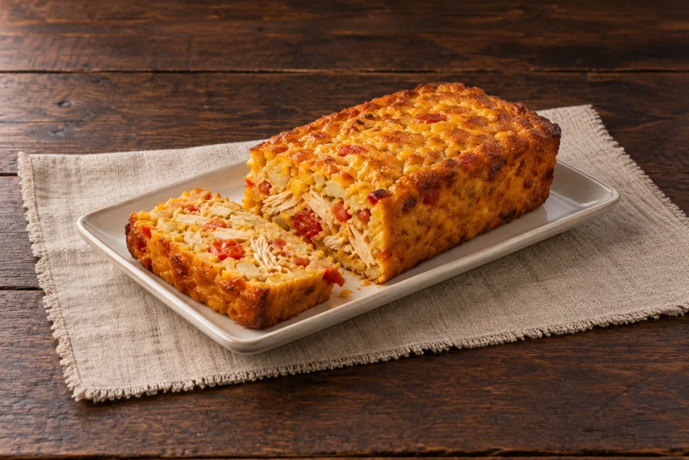 Budín de elotes con pollo