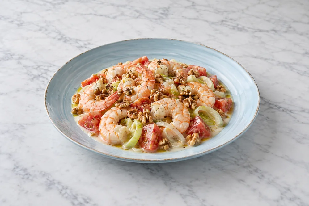 Ensalada templada de langostinos