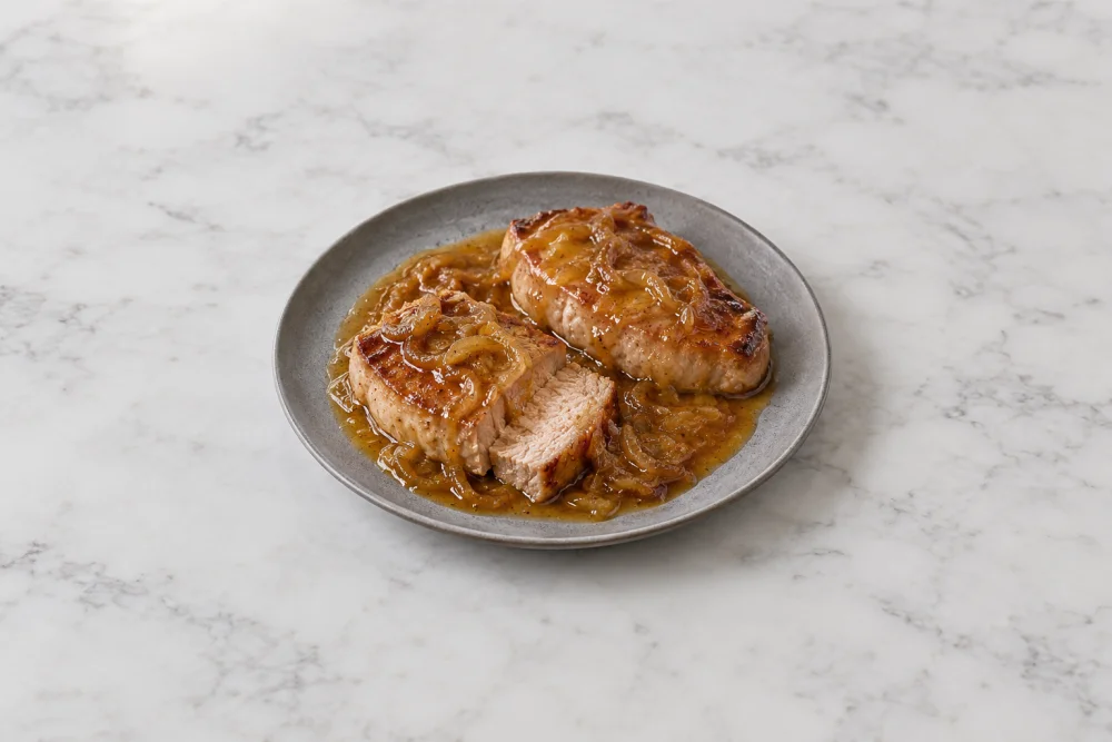 Cerdo en salsa de cebolla y miel