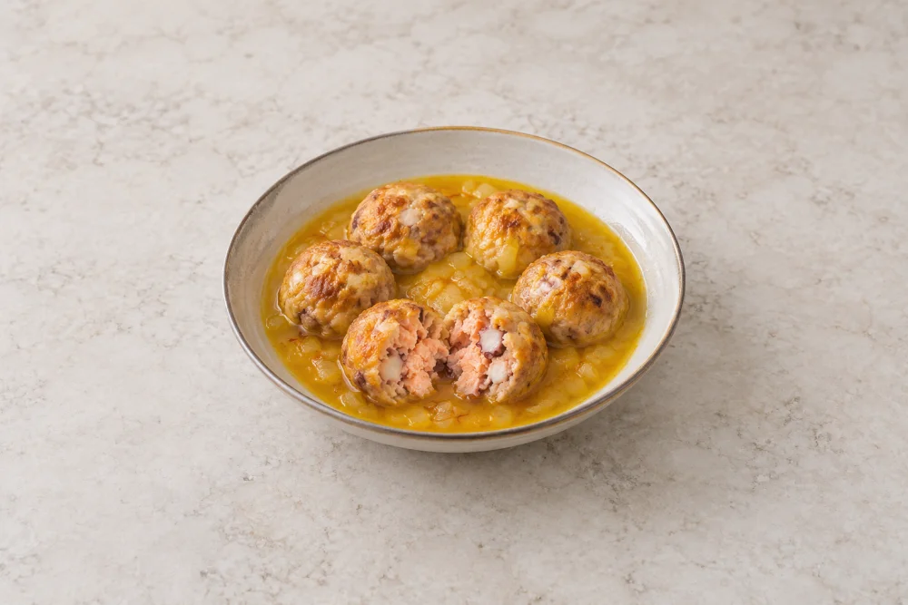Albóndigas de salmón y pulpo