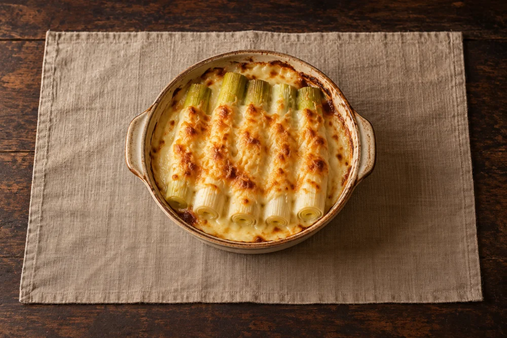 Puerros gratinados