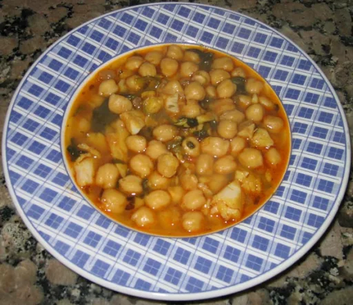 Garbanzos con bacalao y espinacas