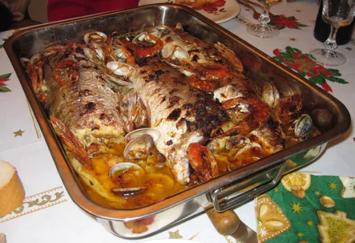 Merluza rellena de gambas y gula del norte