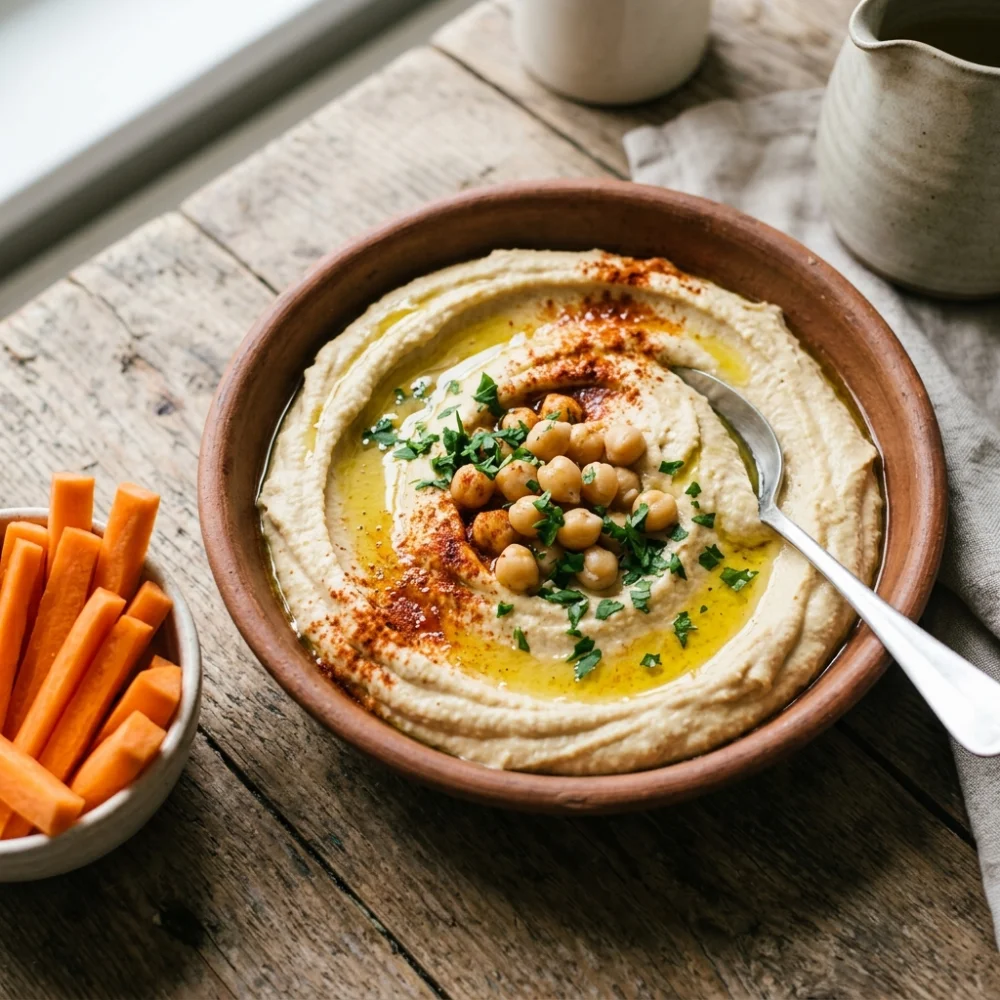 Hummus sin tahini (cremoso y fácil)