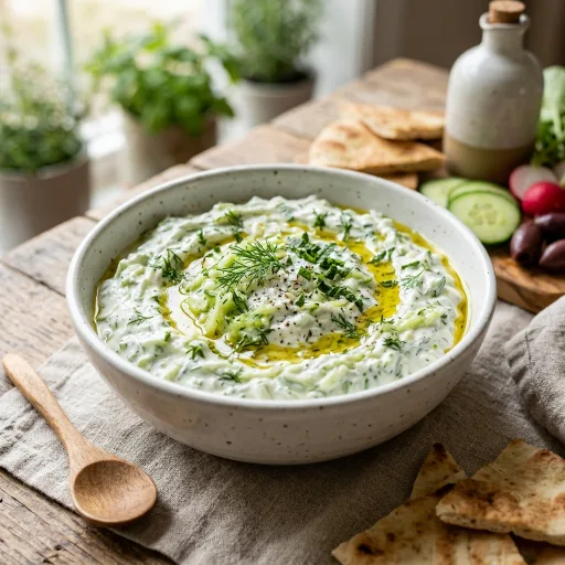 Tzatziki casero de yogur y pepino