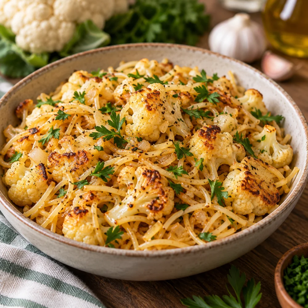 Coliflor con fideos