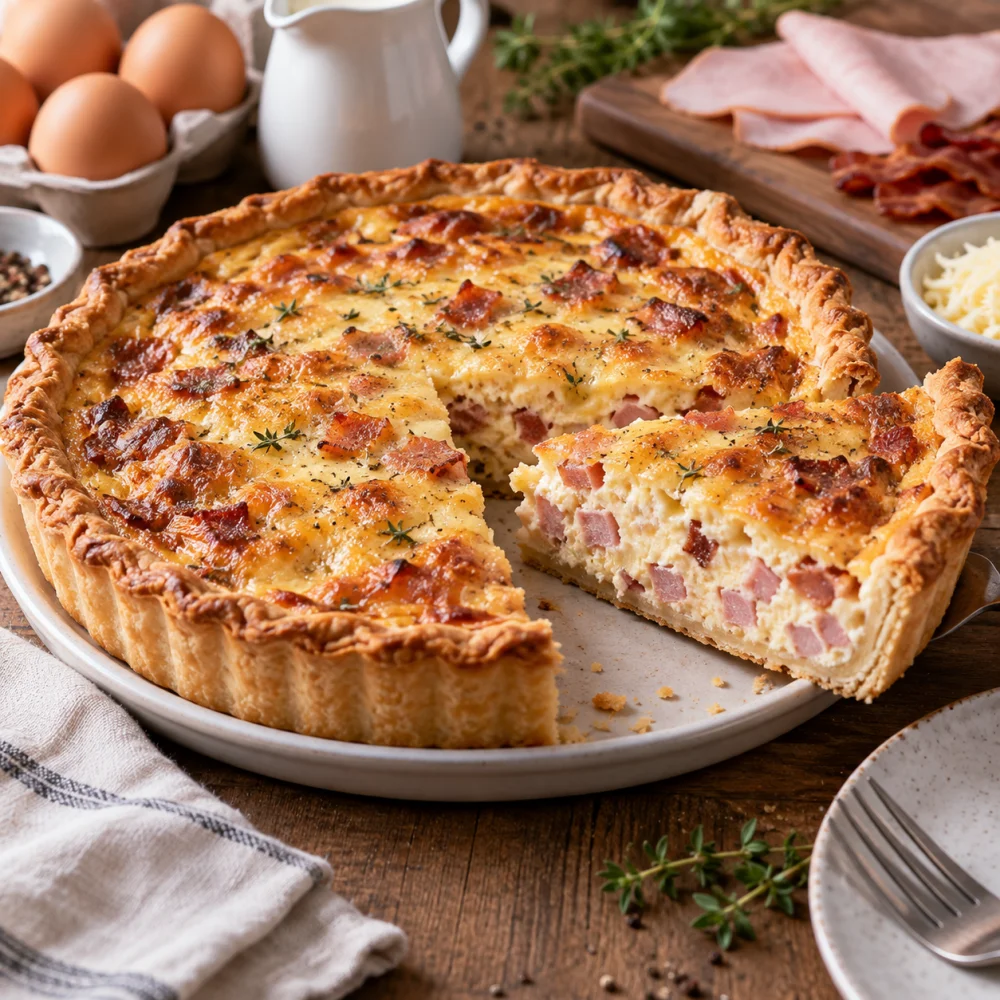 Quiche de pavo y bacon
