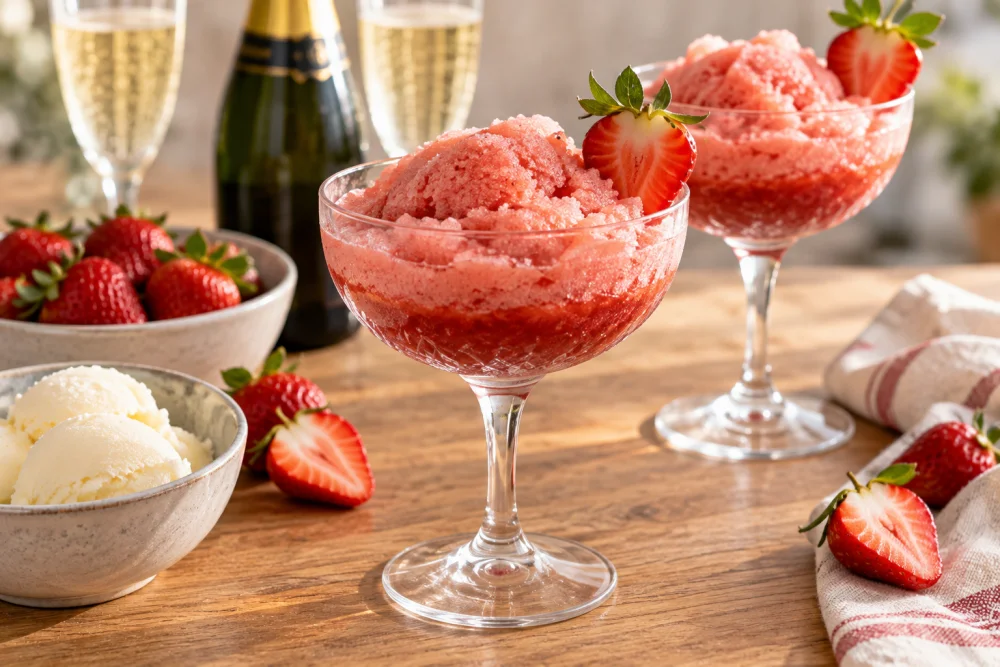 Sorbete de fresas al cava