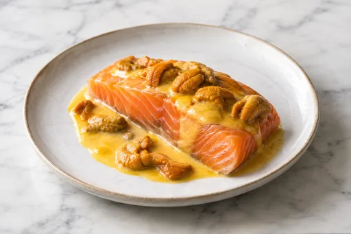 Salmon con salsa de oricios