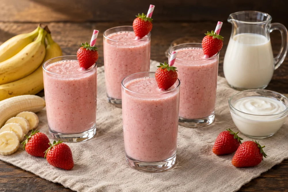 Batido de fresas y plátanos