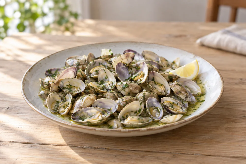 Tellinas en salsa verde