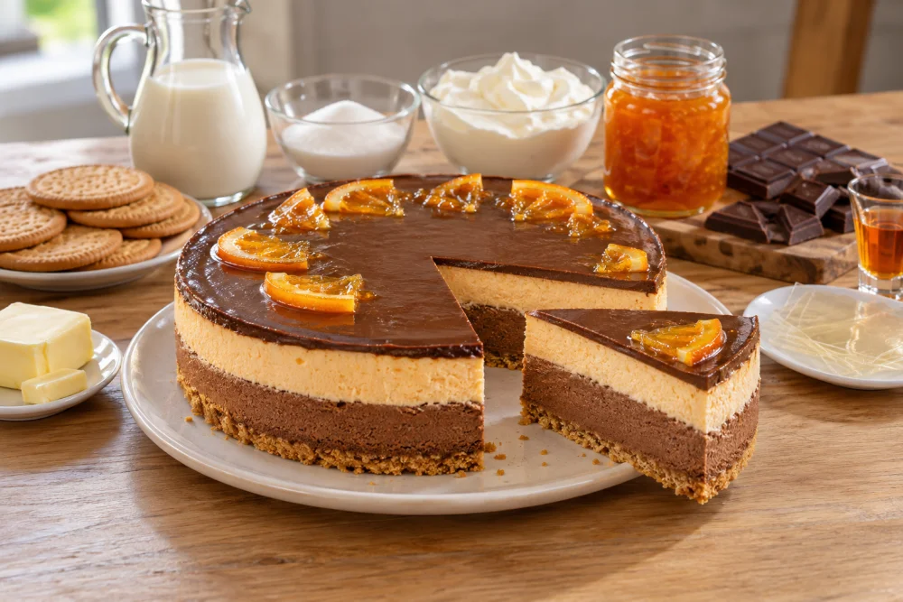 Tarta mousse de naranja y chocolate