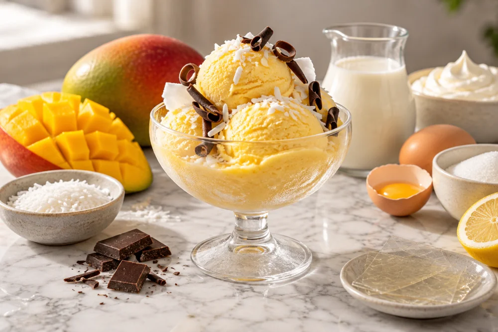 Semifrio de coco y mango