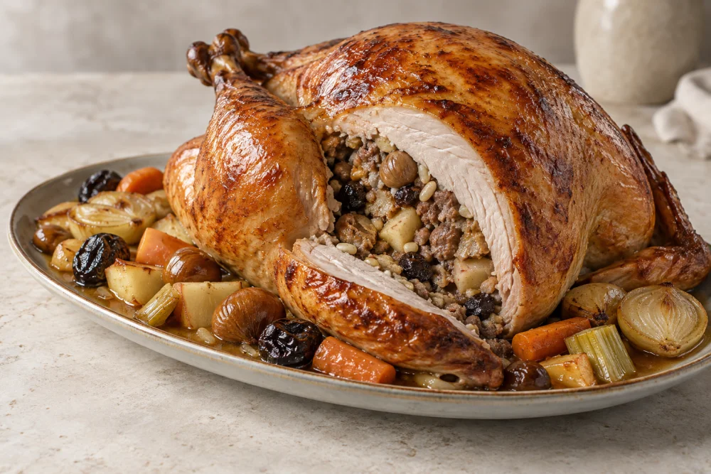 Pavo relleno de castañas
