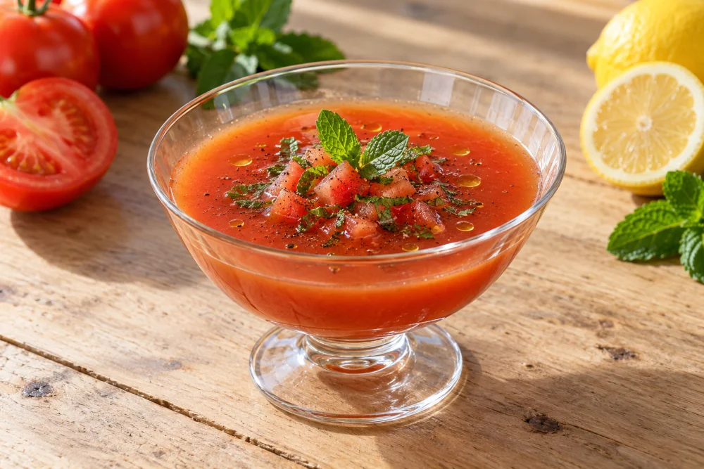 Consome de tomate frío