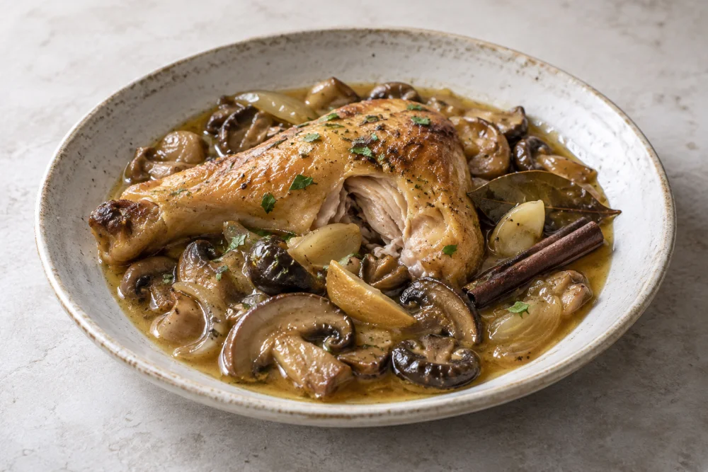 Pollo de payés con setas