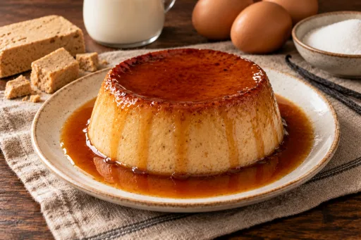 Flan de turrón casero