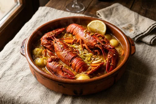 Cazuela de langosta navideña