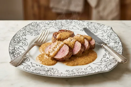 Solomillo de cerdo con salsa de avellana