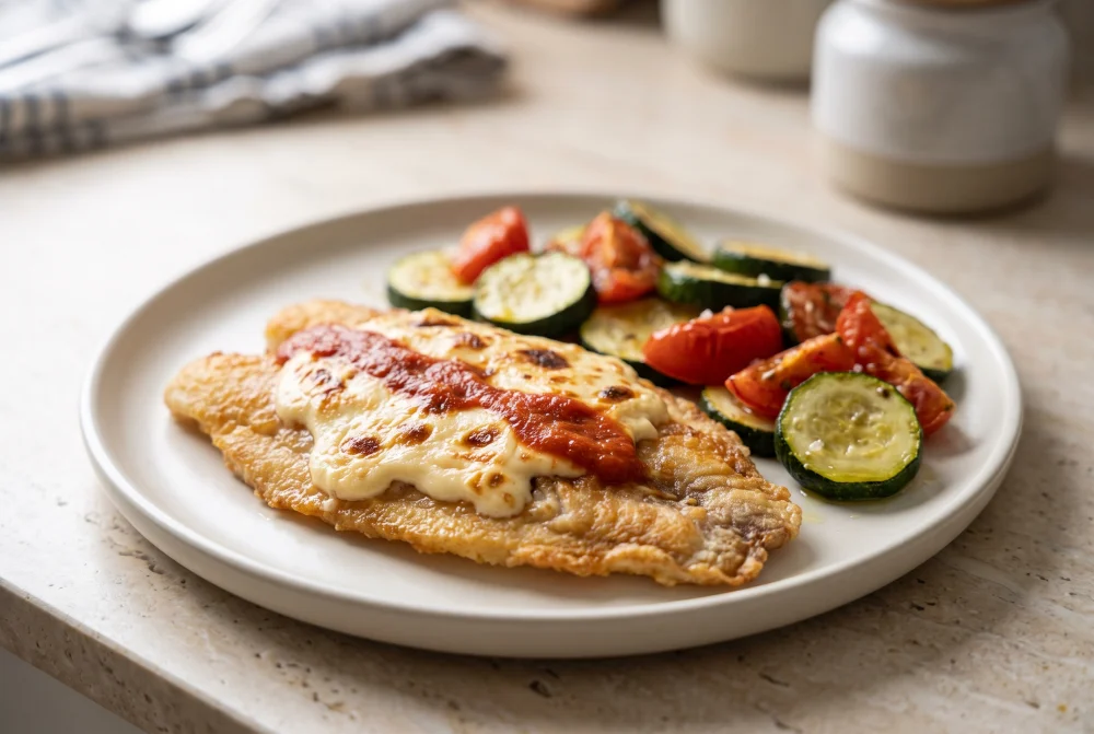 Filetes de panga con mayonesa y salsa de tomate al horno