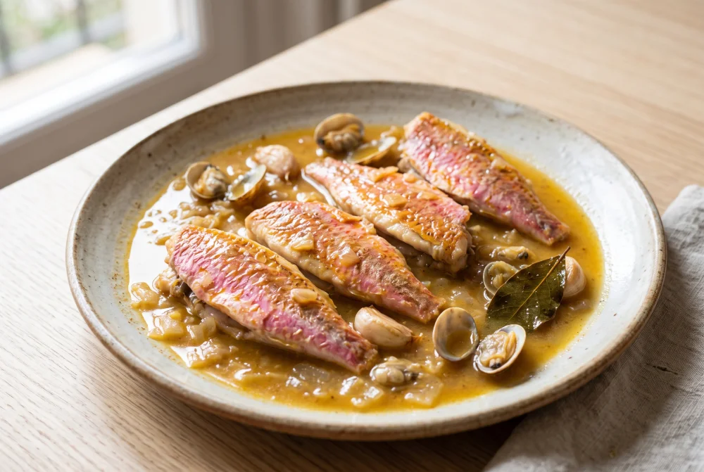 Salmonetes a la sidra