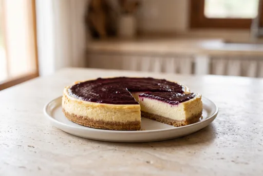 Tarta de queso con arandanos