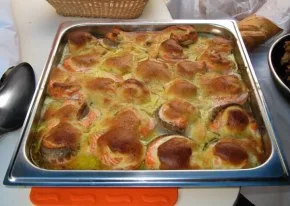 Pastel de puerros con salmón