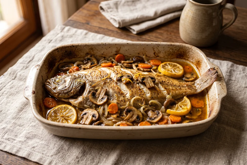 Lenguado con champiñones