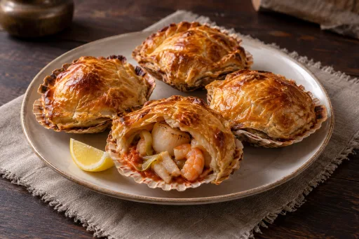 Vieiras con costra de hojaldre
