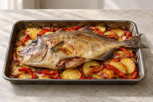 Pez ballesta asado al horno