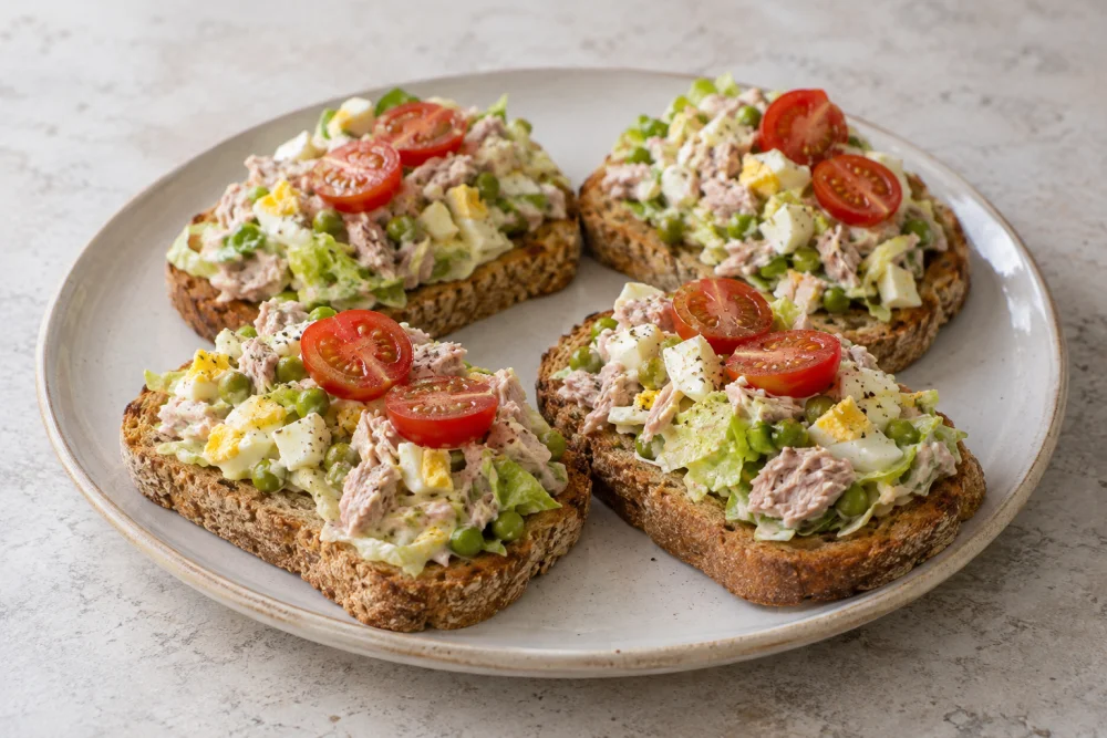Tosta de atún y huevo duro