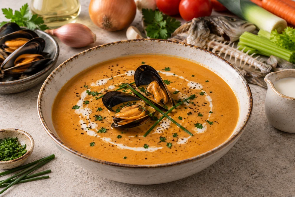 Crema de mejillones