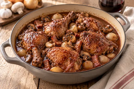Pollo al vino tinto