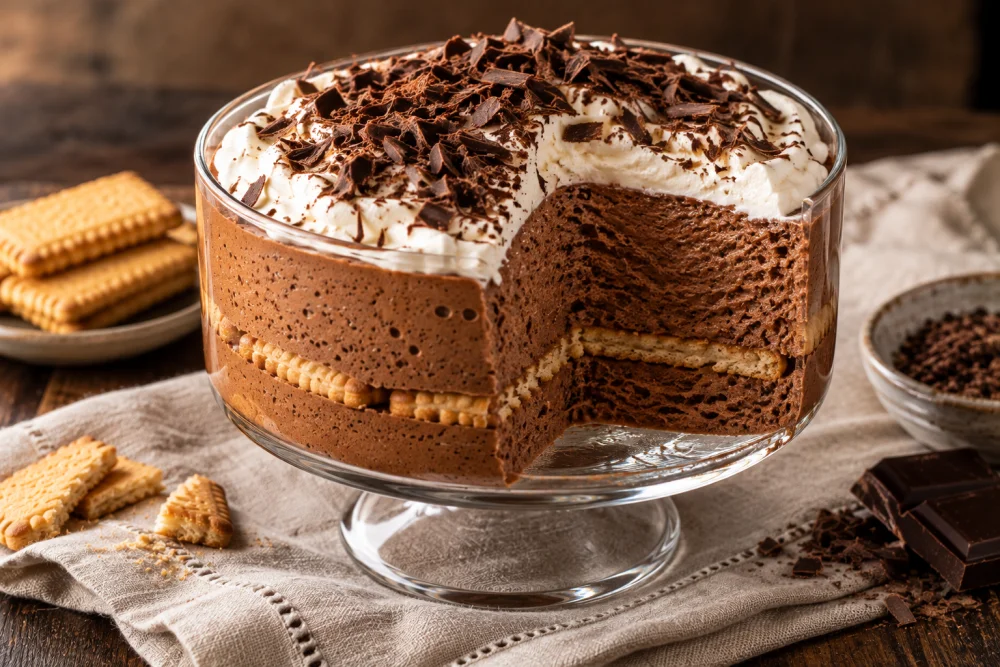 Mousse de chocolate y galletas napolitanas