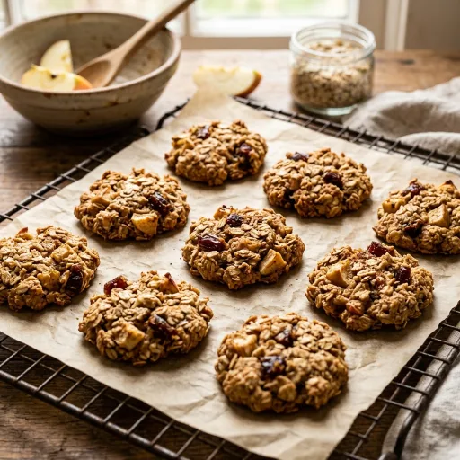 Galletas de avena, manzana y dátiles, sin azúcar añadido