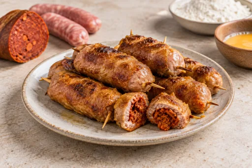 Salchichas rellenas de sobrasada