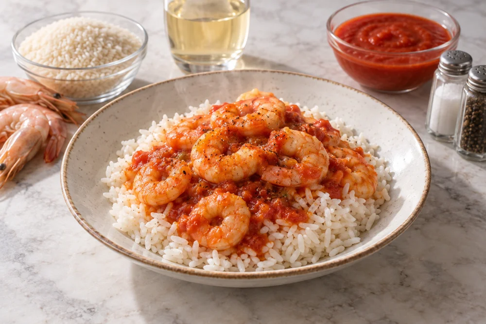 Arroz blanco con gambas