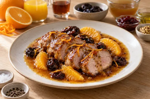 Solomillo de cerdo con salsa de naranja